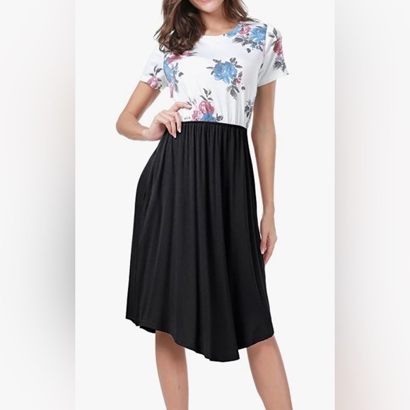 [LAINAB] Short Sleeve Floral Print Dress ~HAS POCKETS!~ - Picture 2 of 6